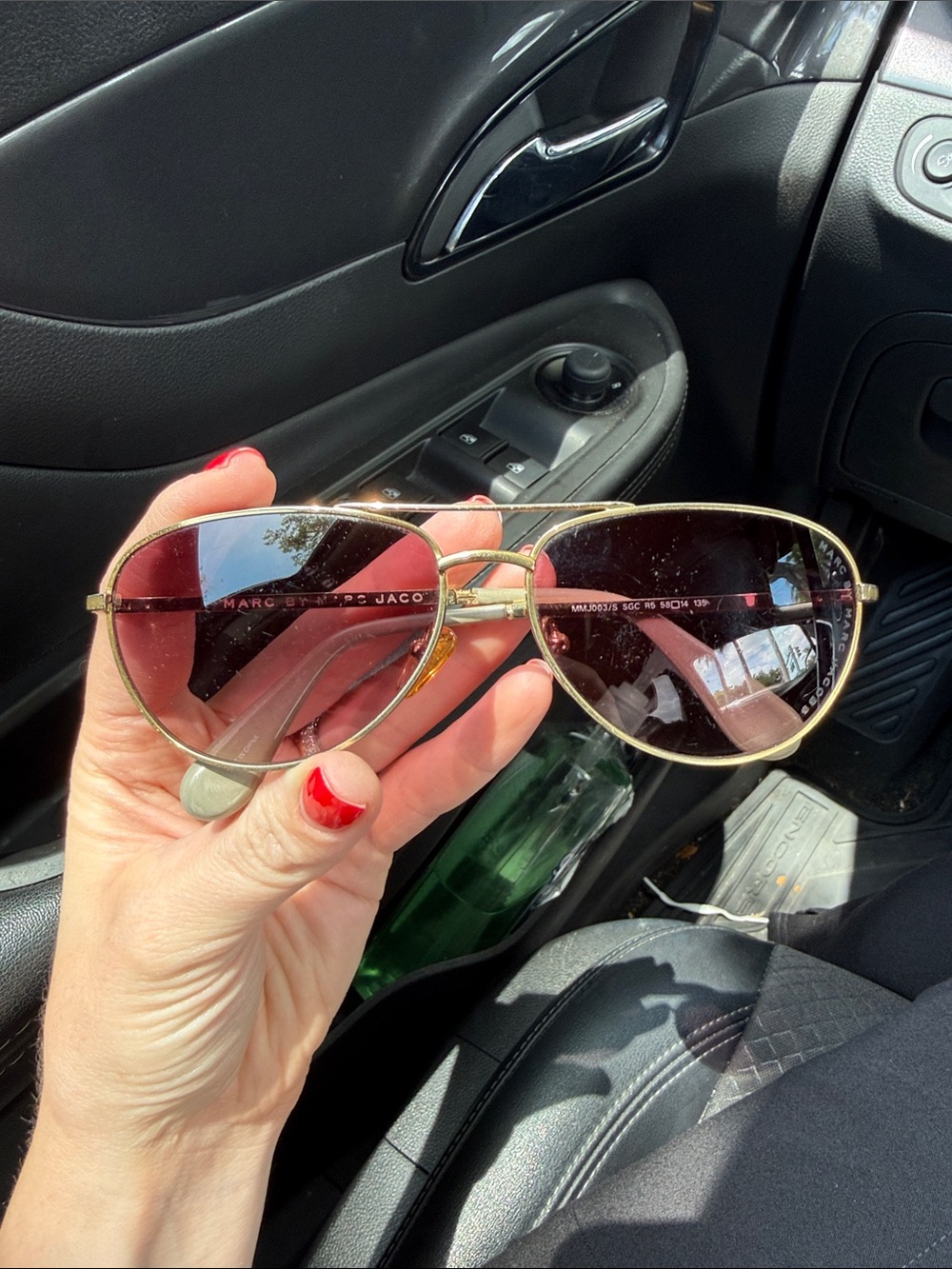 Marc Jacobs Gold Aviator Sunglasses with Pink Gradient Lenses